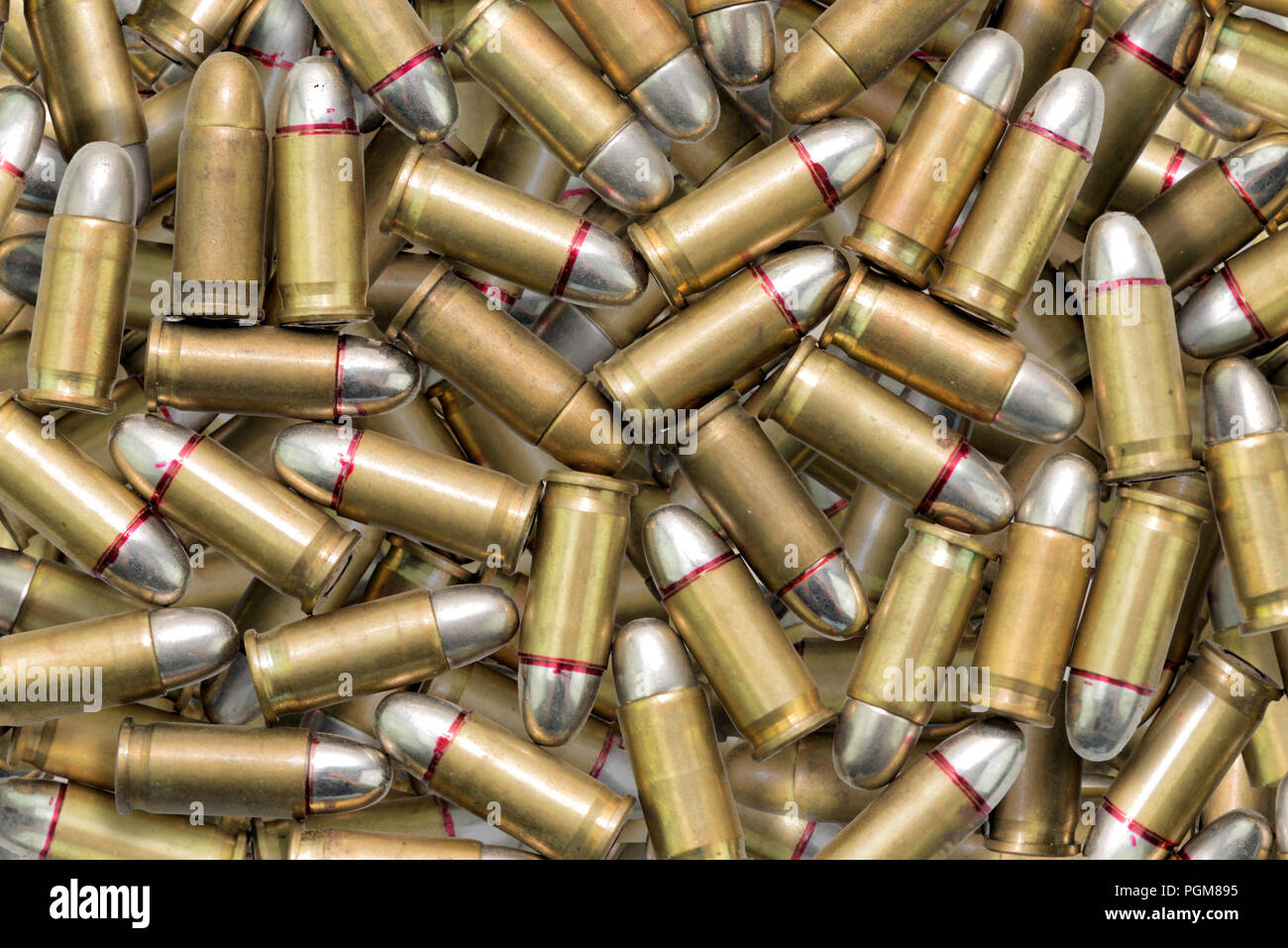 many ammunition bullets pattern background Stock Photo