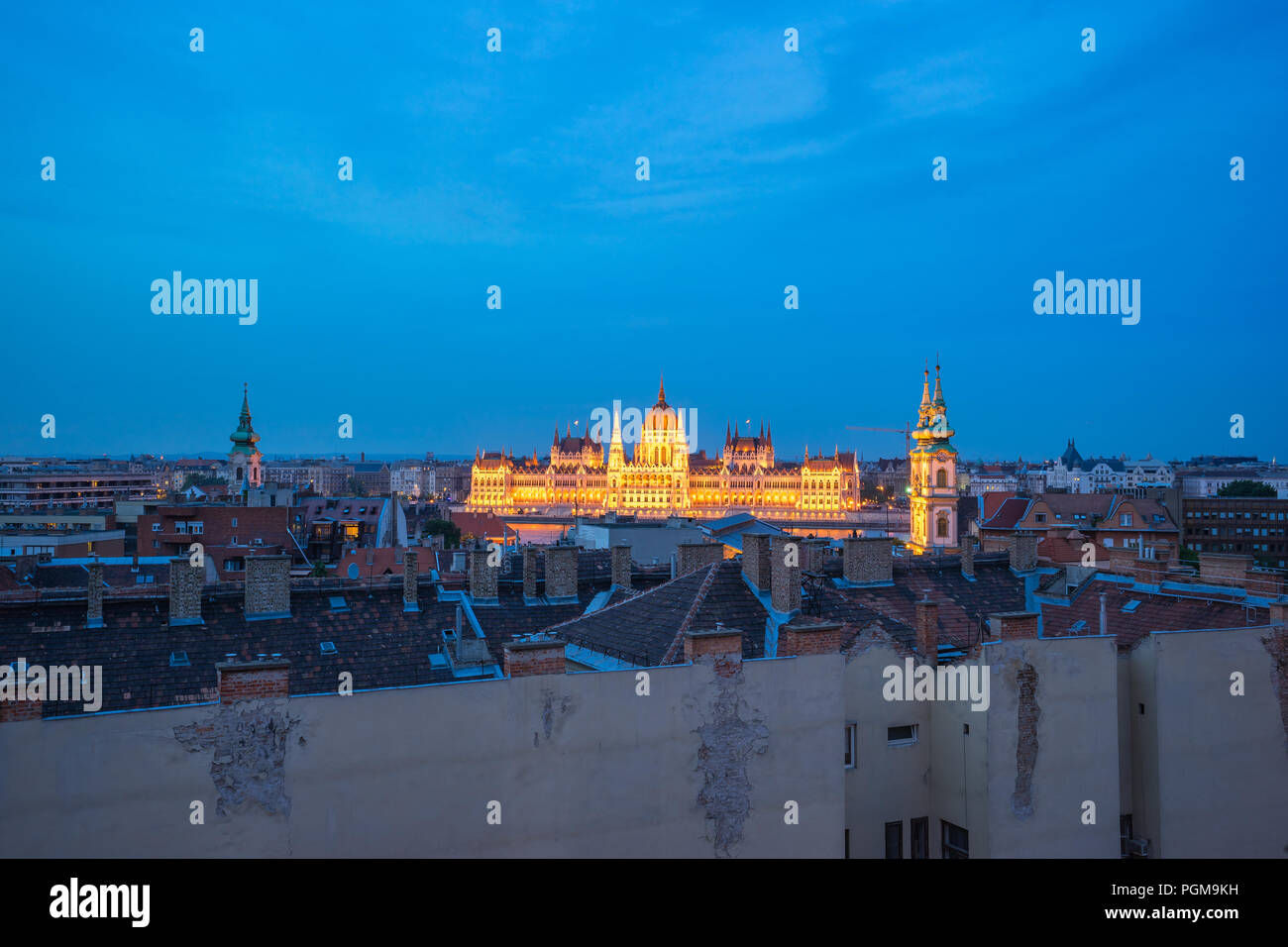 Budapest skyline at night in Hungary Stock Photo - Alamy