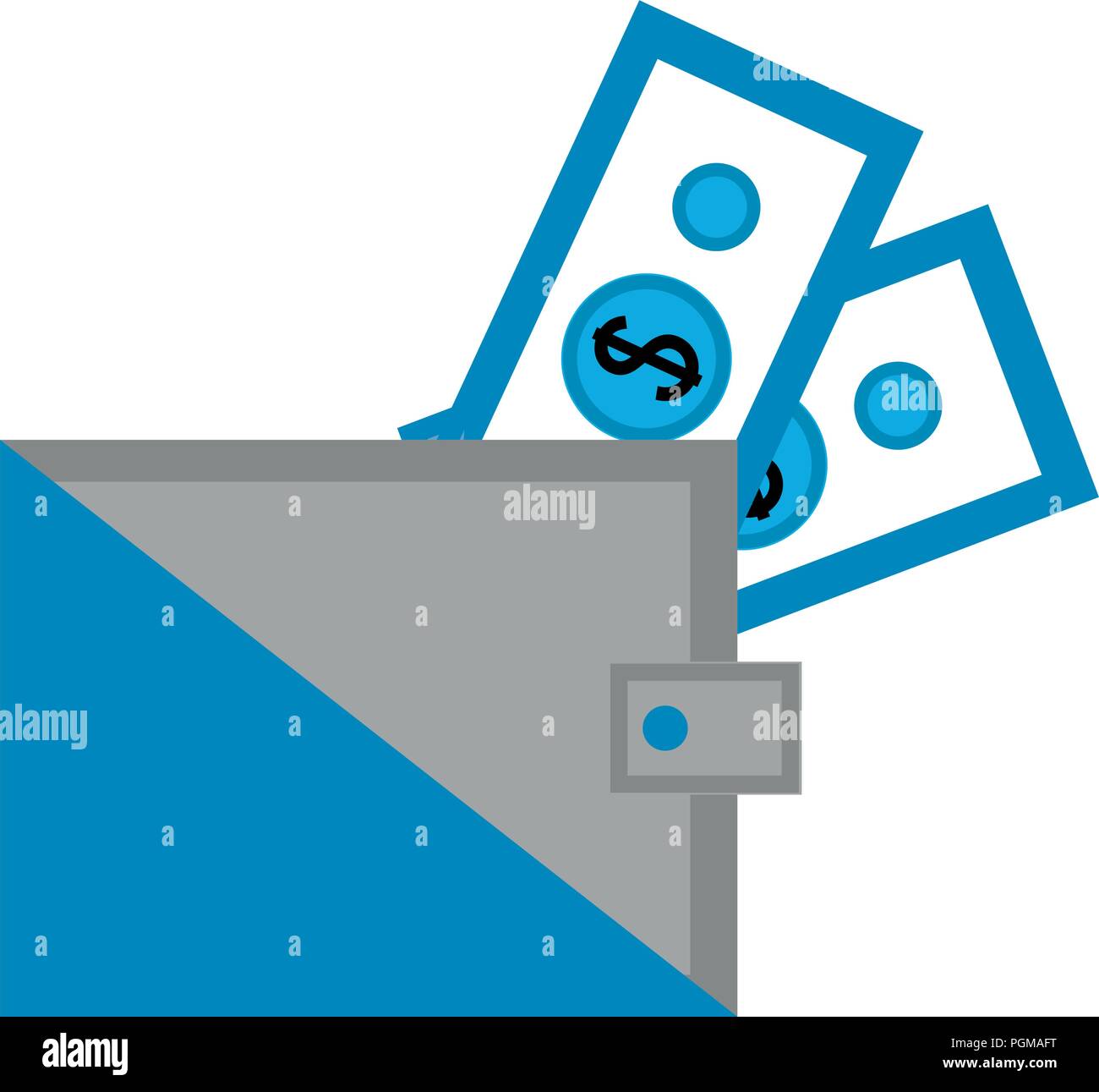 business wallet with banknote dollar money vector illustration Stock ...