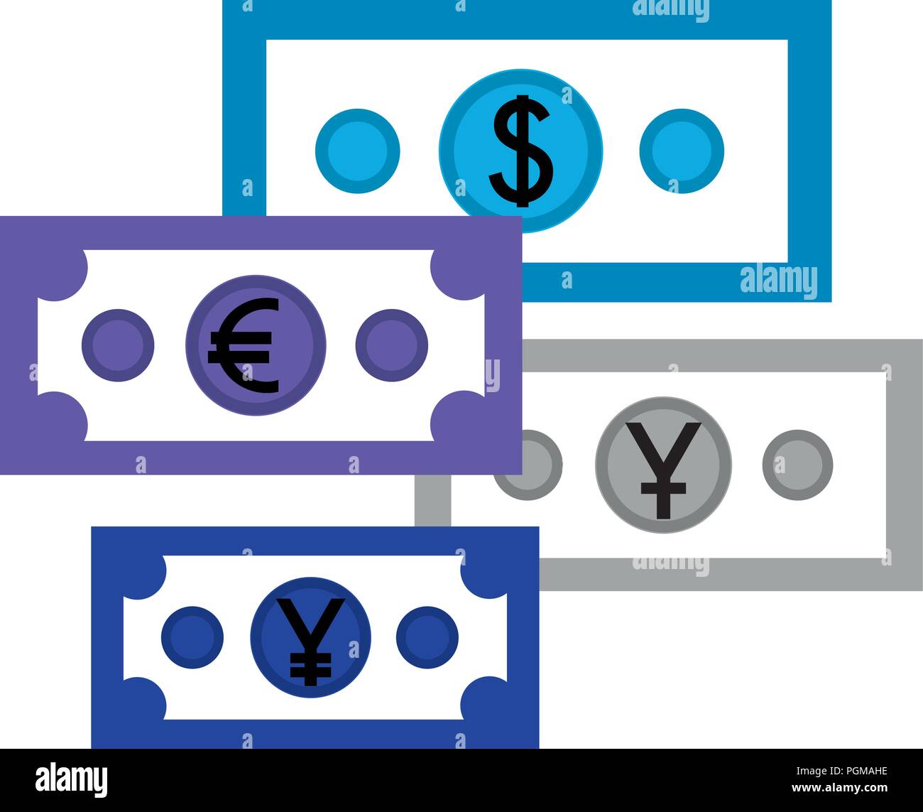 business economy banknote dollar euro yen money vector illustration ...