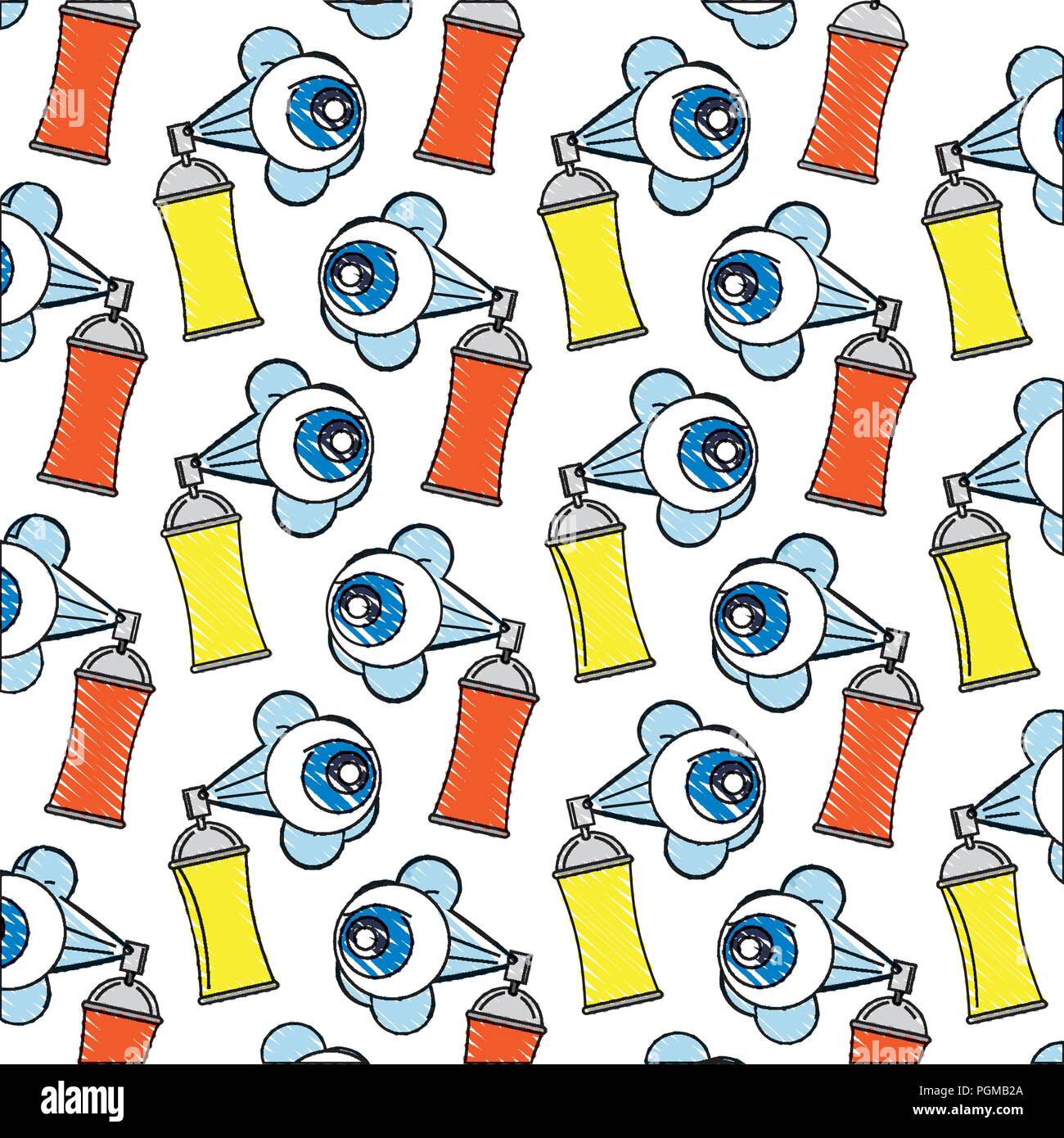 spray paint bottle and eye pattern vector illustration design Stock Vector