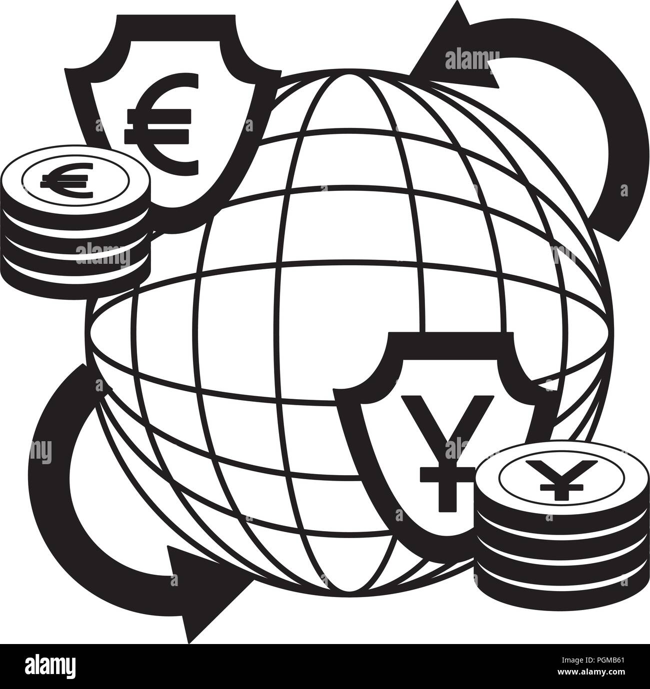 world trade business money euro yen foreign exchange vector