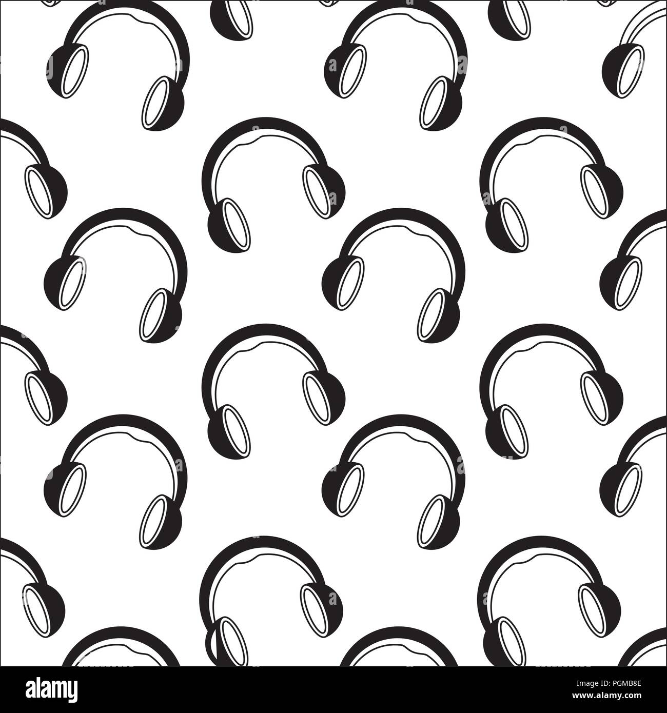headphones sound music device gadgets pattern vector illustration Stock ...