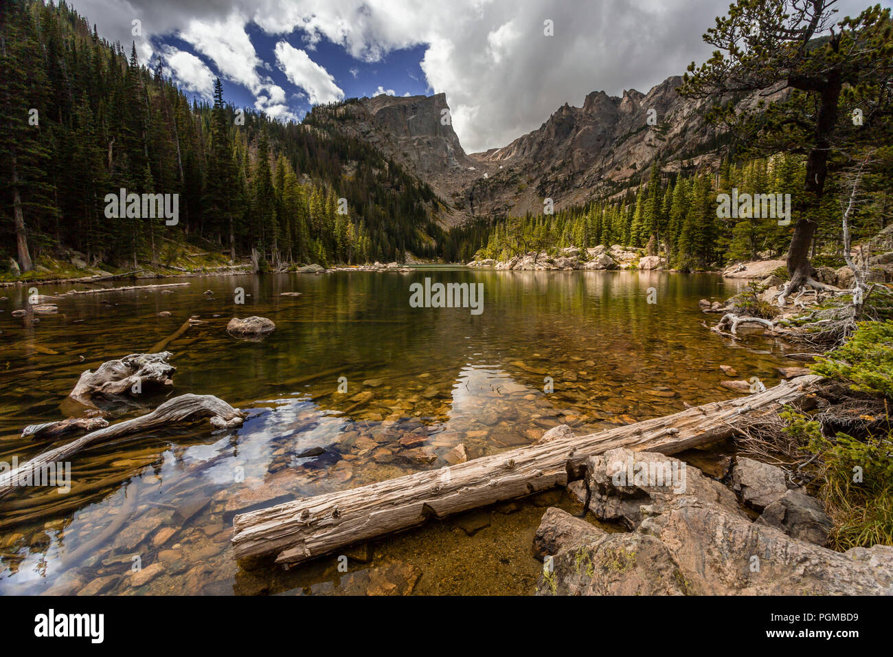 Dream Lake in the Rocky Mountain National Park, Colorado, USA Stock Photo