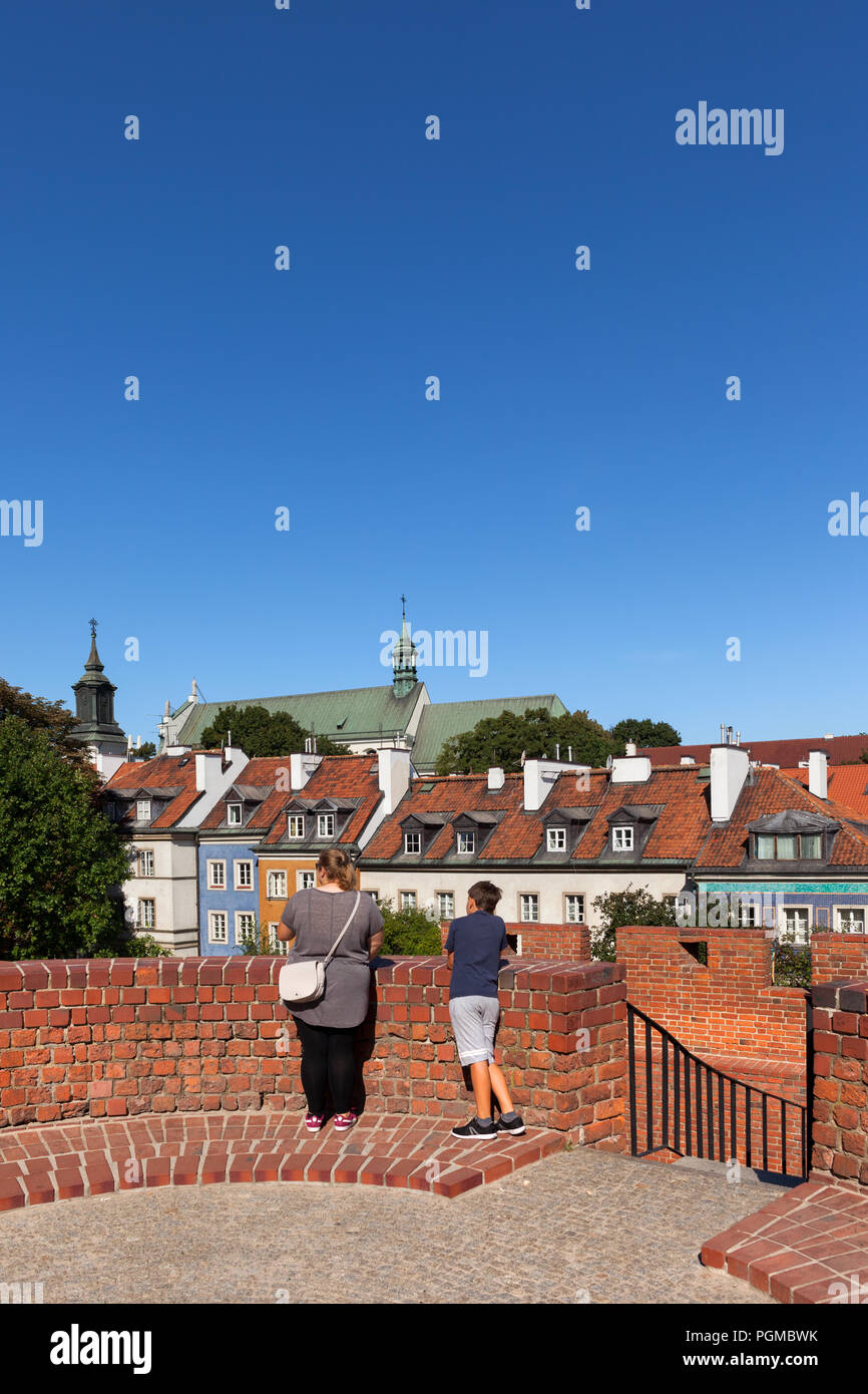 View from wall in the Old Town to the New Town in city of Warsaw, Poland Stock Photo