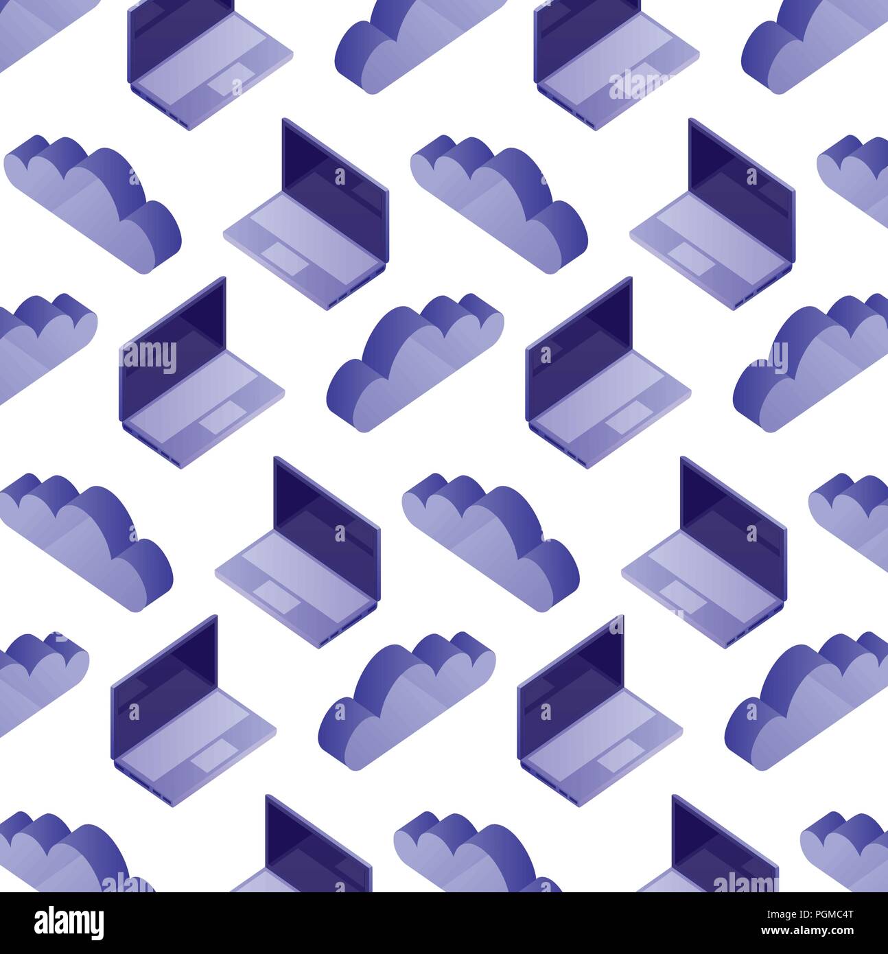 laptop computer cloud storage data pattern vector illustration Stock ...