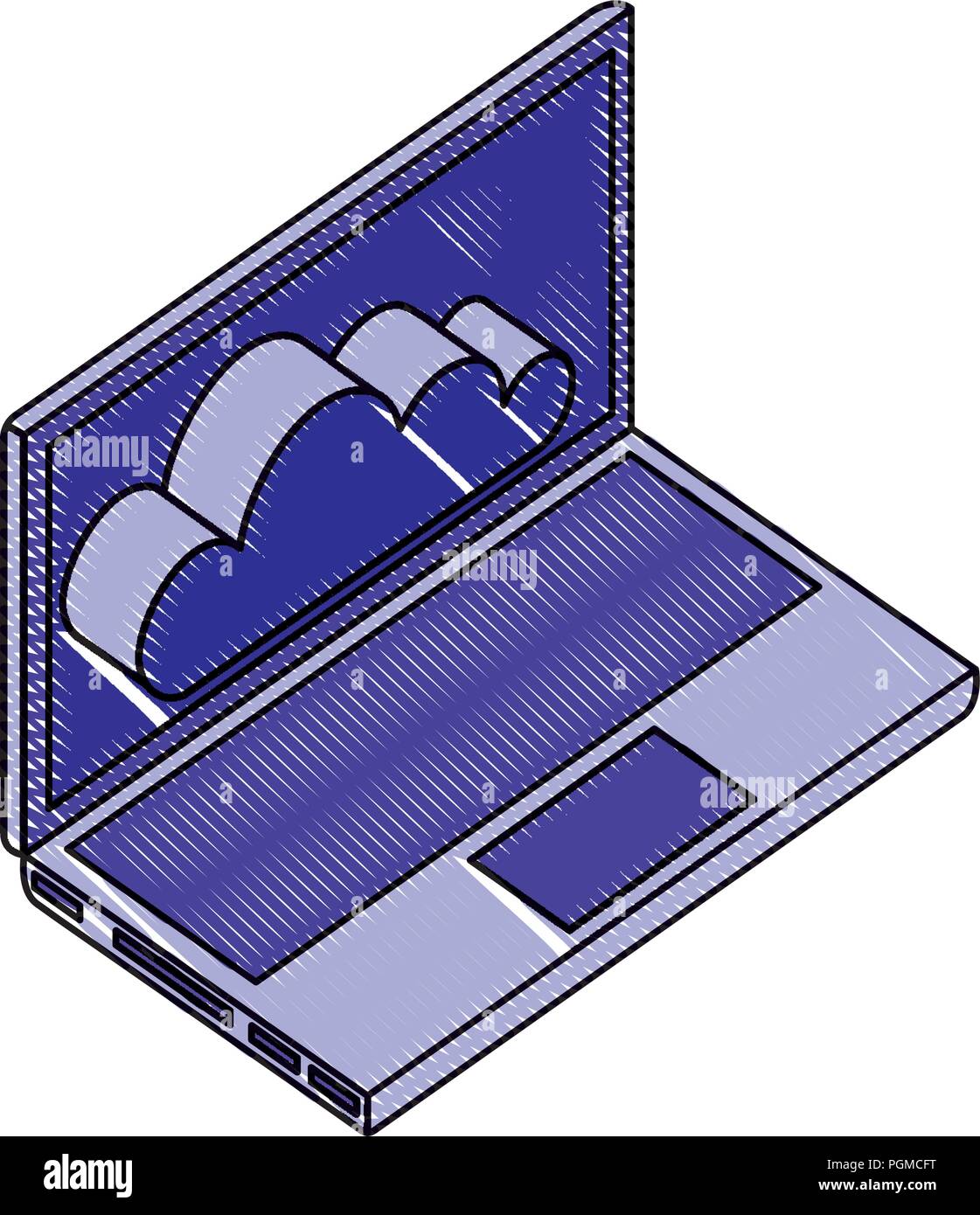 laptop computer cloud storage network data vector illustration Stock ...