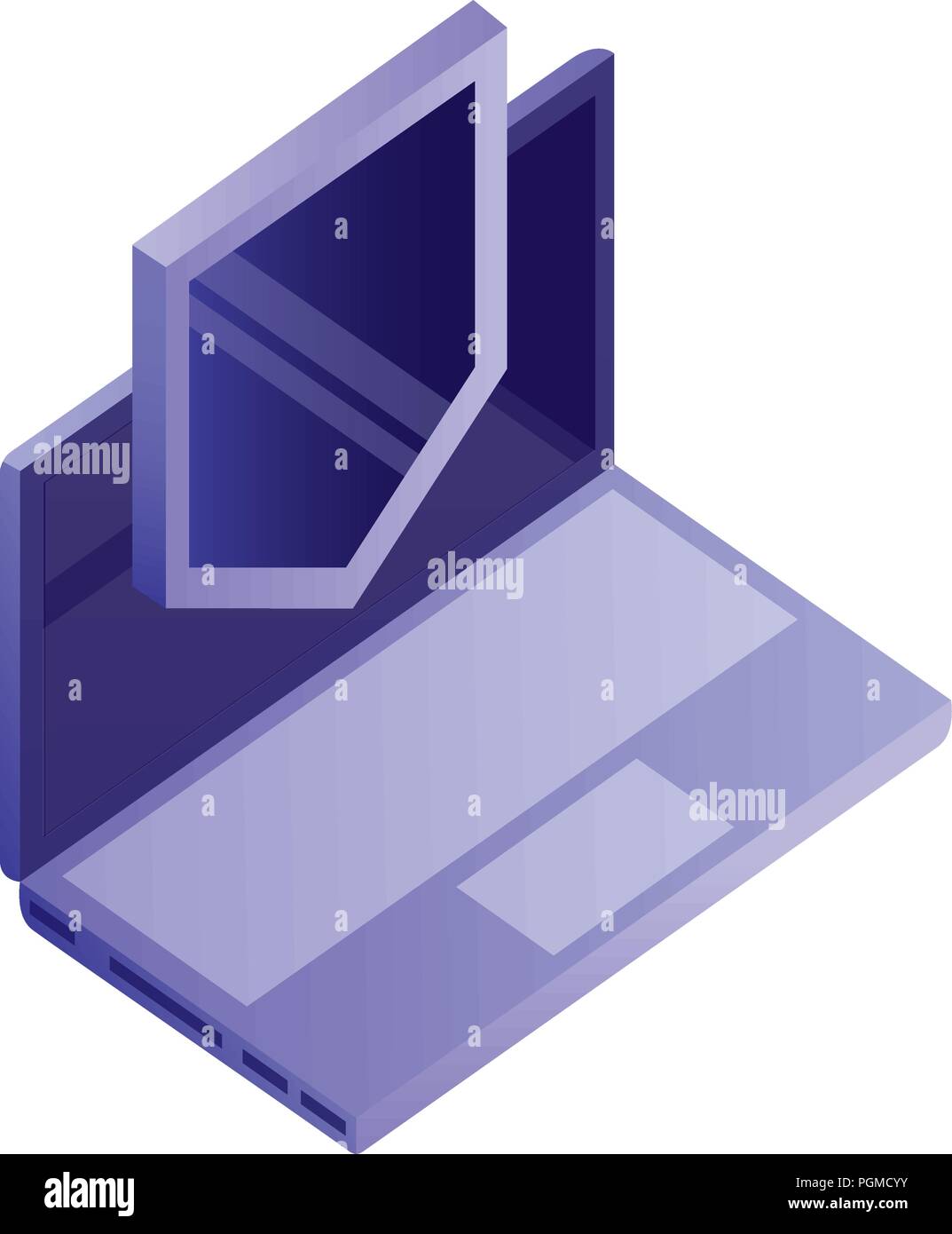 laptop computer with shield isometric icon vector illustration design Stock Vector