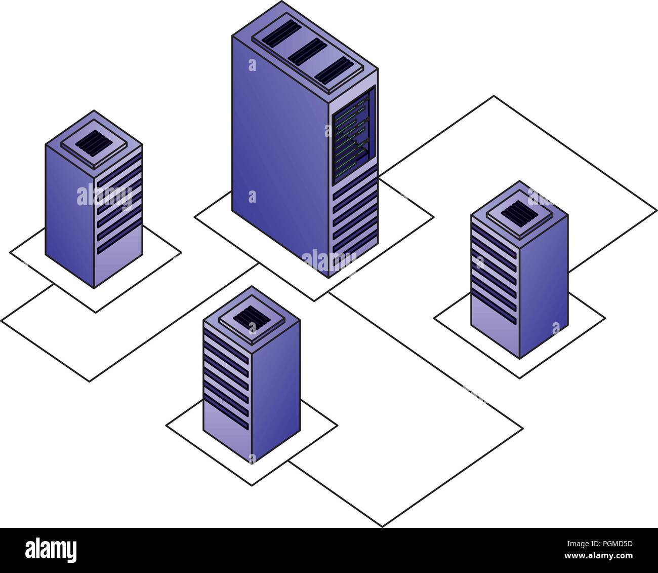 server datacenter network data connection process development Stock Vector