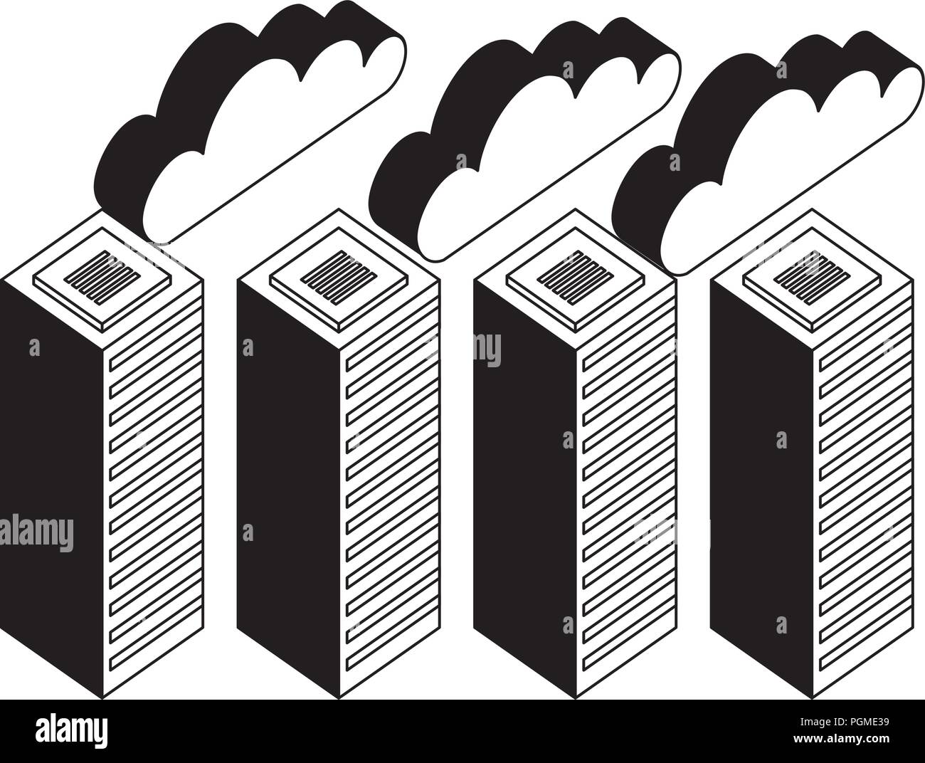 servers data center with clouds computing isometric icon Stock Vector ...