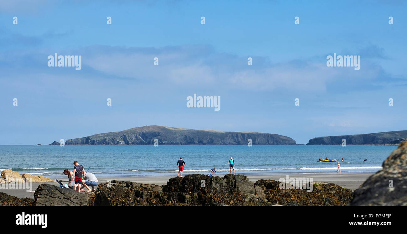 Cardigan Island from poppit sands Stock Photo