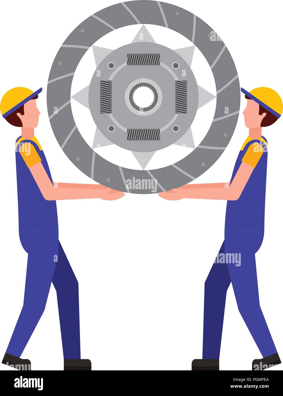 mechanics lifting clutch plate engine part Stock Vector Image & Art Alamy