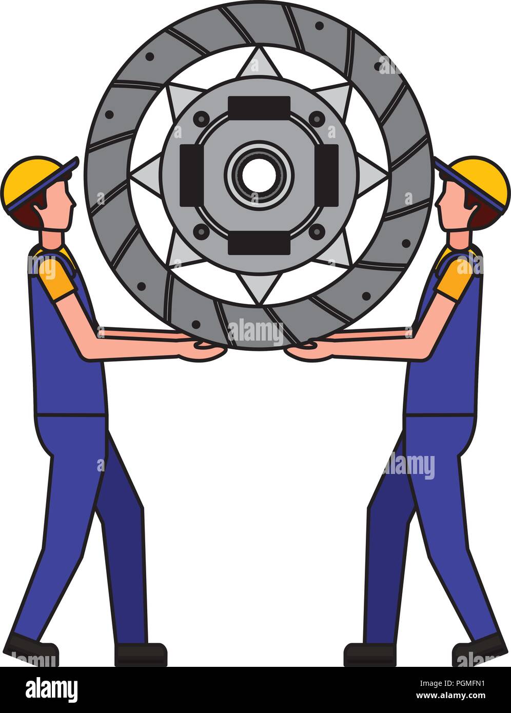 mechanics lifting clutch plate engine part Stock Vector Image & Art Alamy