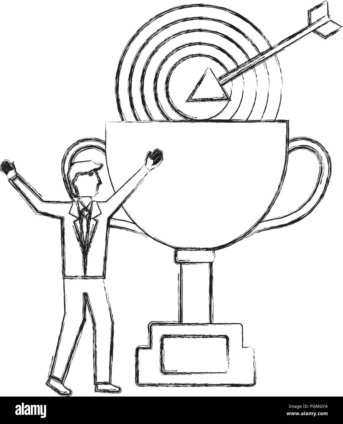 trophy cup with businessman and target arrow Stock Vector Image & Art ...