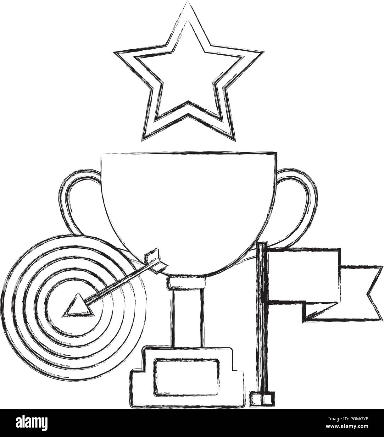 trophy cup with target arrow and set icons Stock Vector Image & Art - Alamy