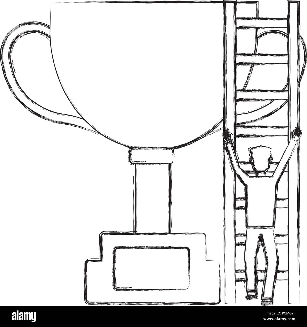 trophy award cup with businessman and stairs Stock Vector Image & Art ...