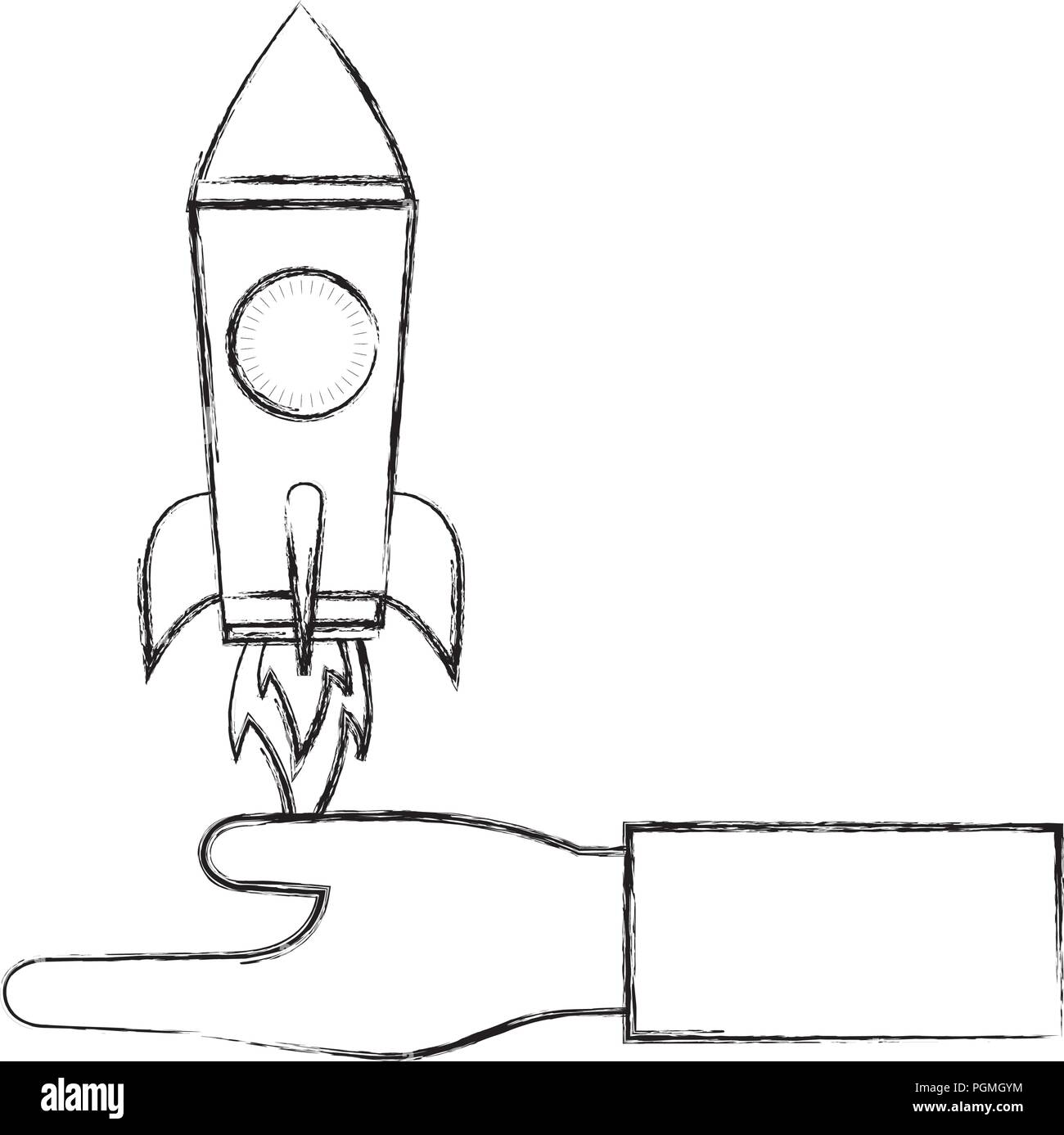 hand with startup rocket isolated icon Stock Vector Image & Art - Alamy