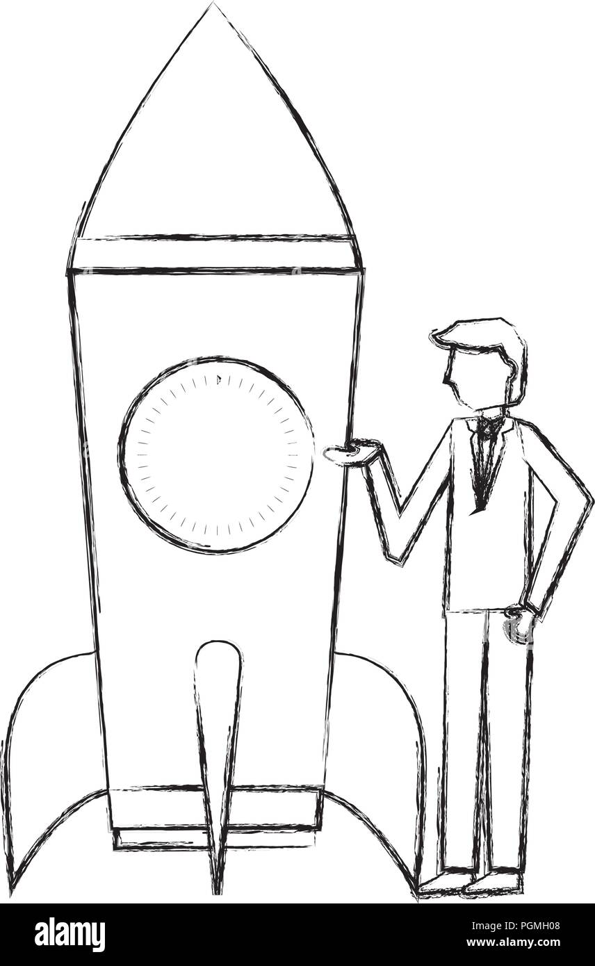 startup rocket with businessman isolated icon Stock Vector Image & Art ...