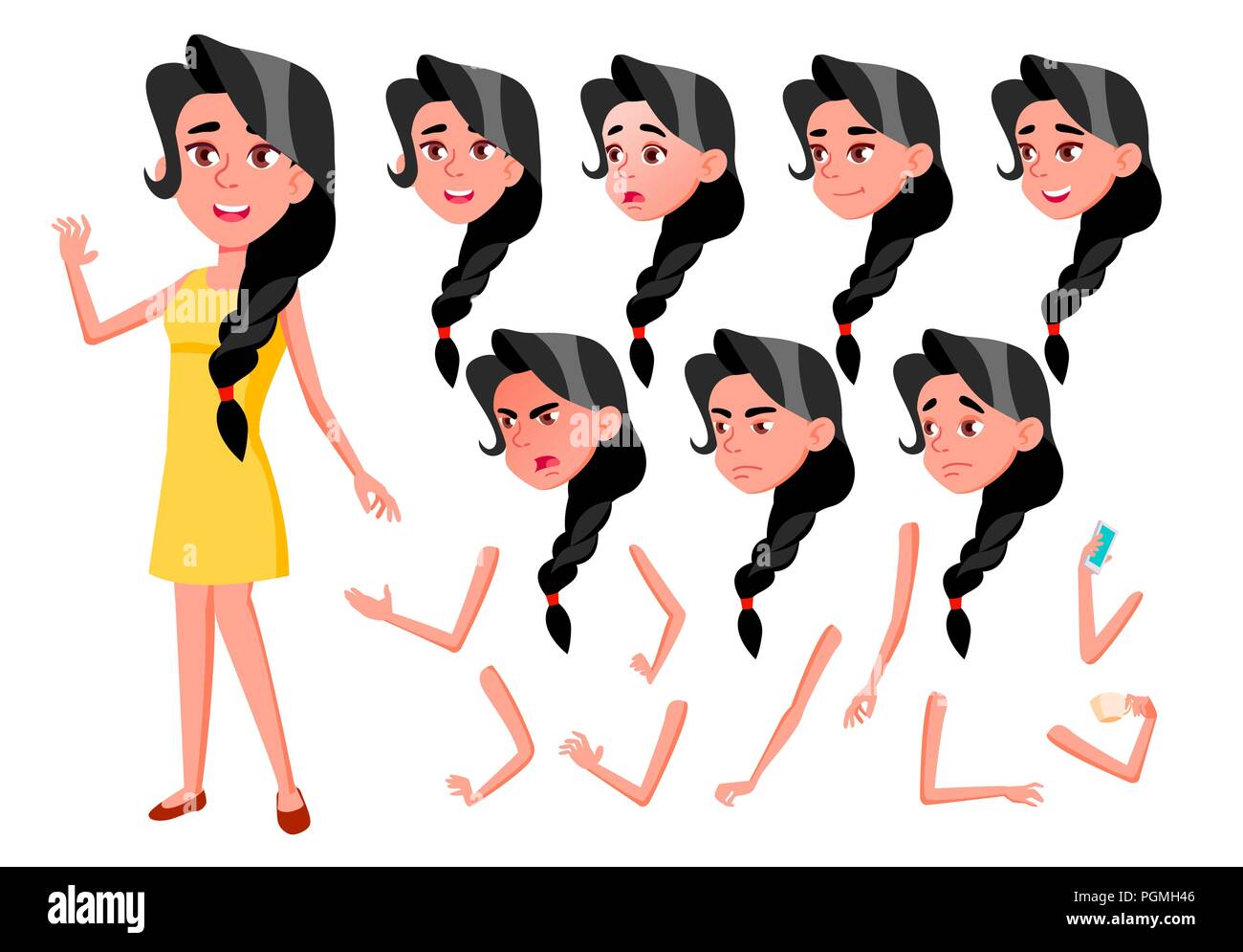 Woman character animation kit in various position Vector Image