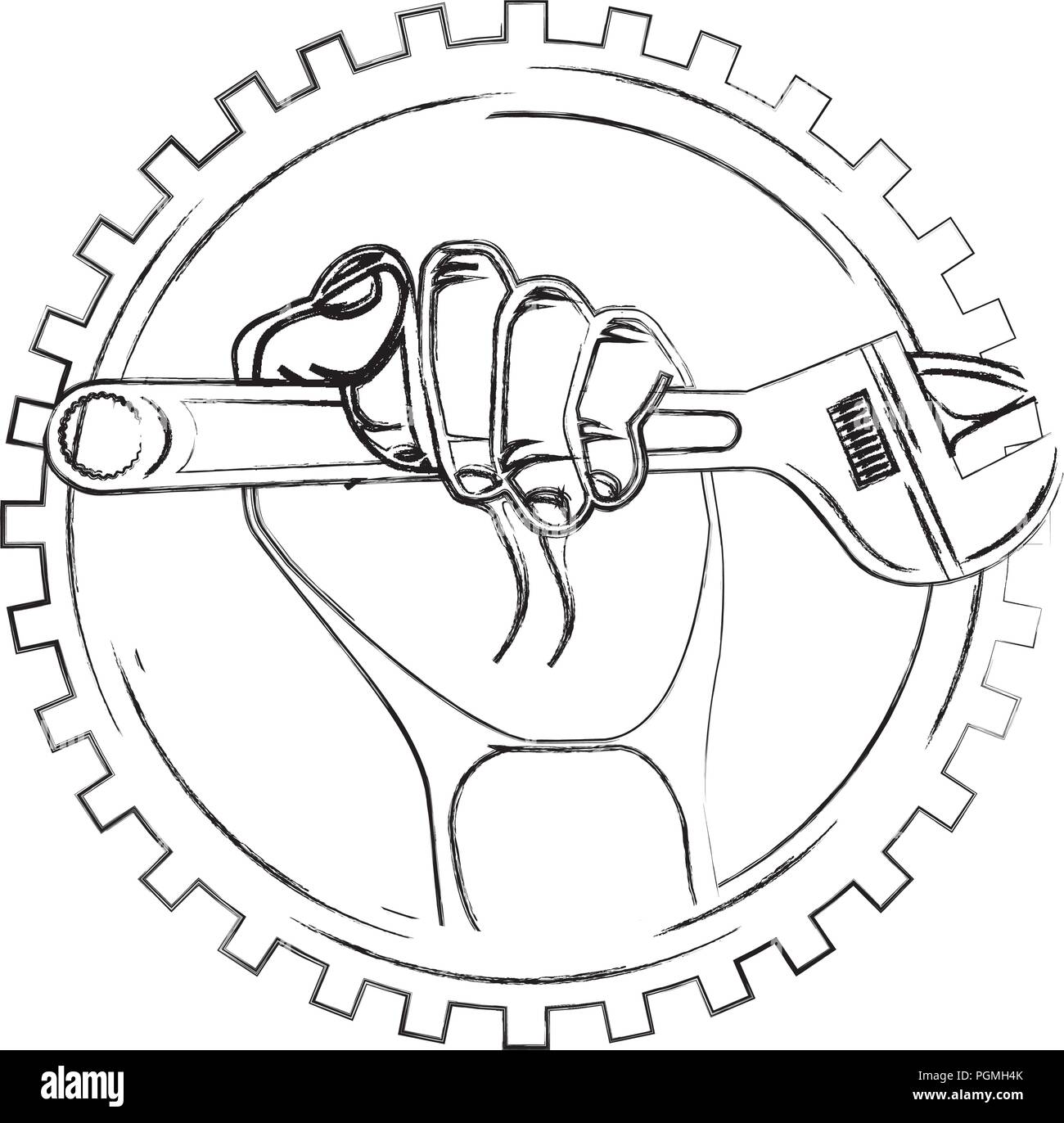 hand with wrench and gear Stock Vector Image & Art Alamy