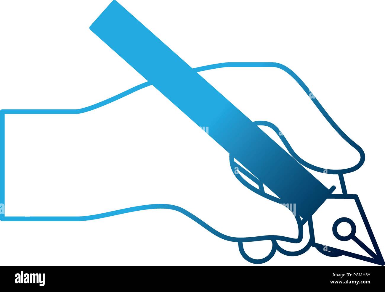 hand holding pen steel basic tip artistic creativity Stock Vector