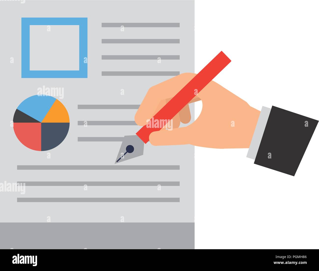 hand with steel basic tip writing document business Stock Vector