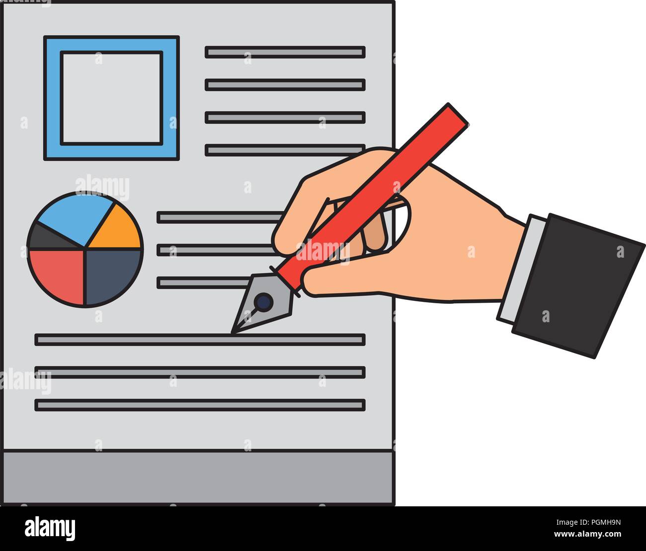 hand with steel basic tip writing document business Stock Vector