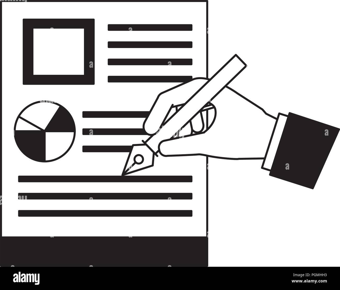 hand with steel basic tip writing document business Stock Vector