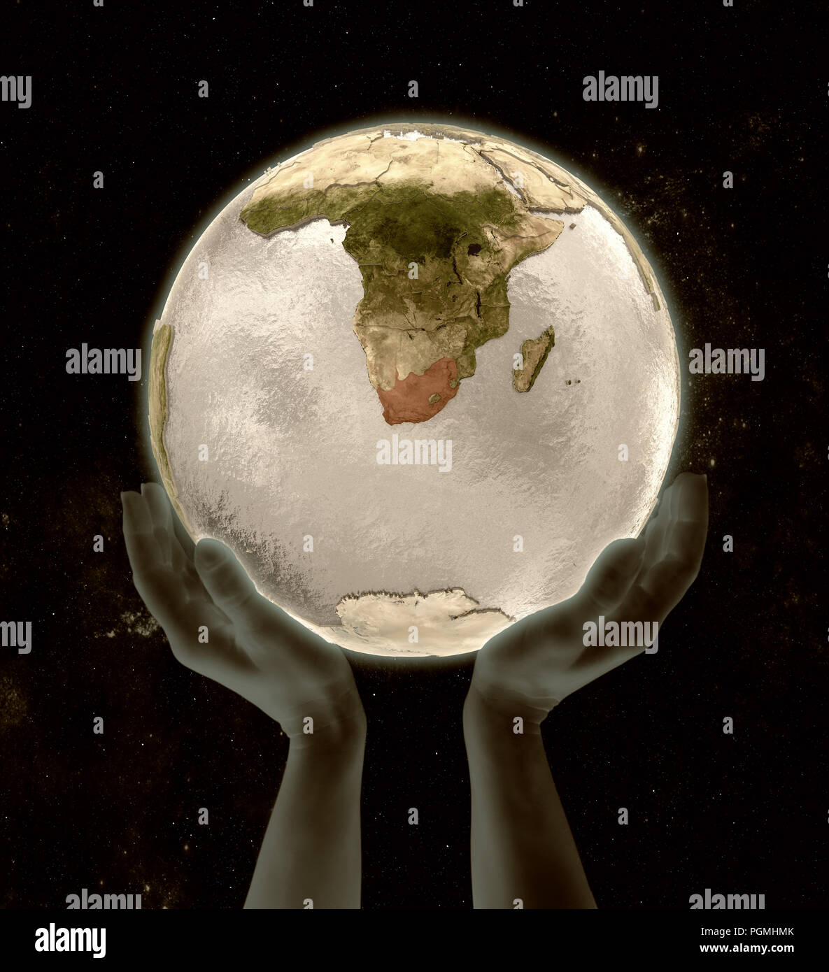 Hands holding globe africa hi-res stock photography and images - Alamy