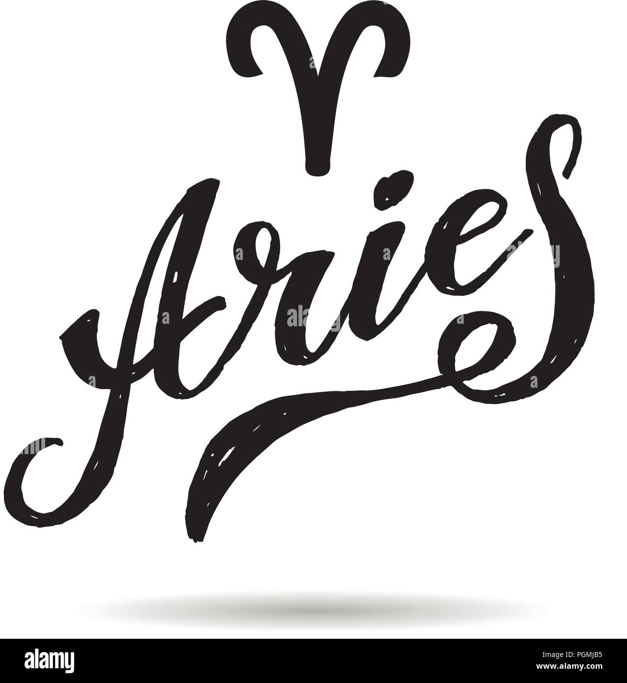 Aries lettering Calligraphy Brush Text horoscope Zodiac sign