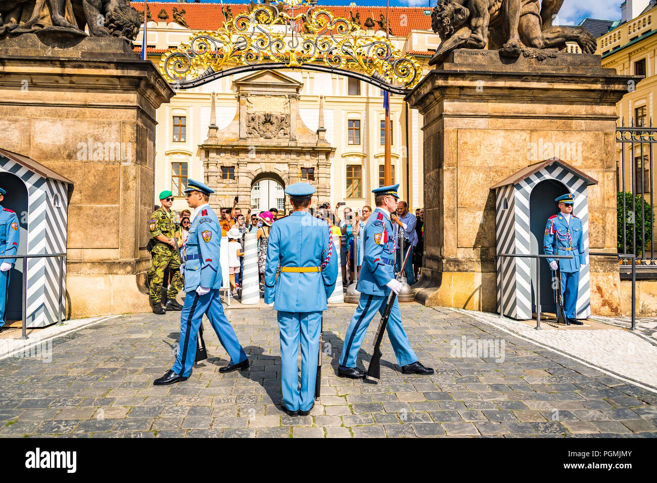Prague castle changing of the guard ceremony, Czech Republic Stock Photo