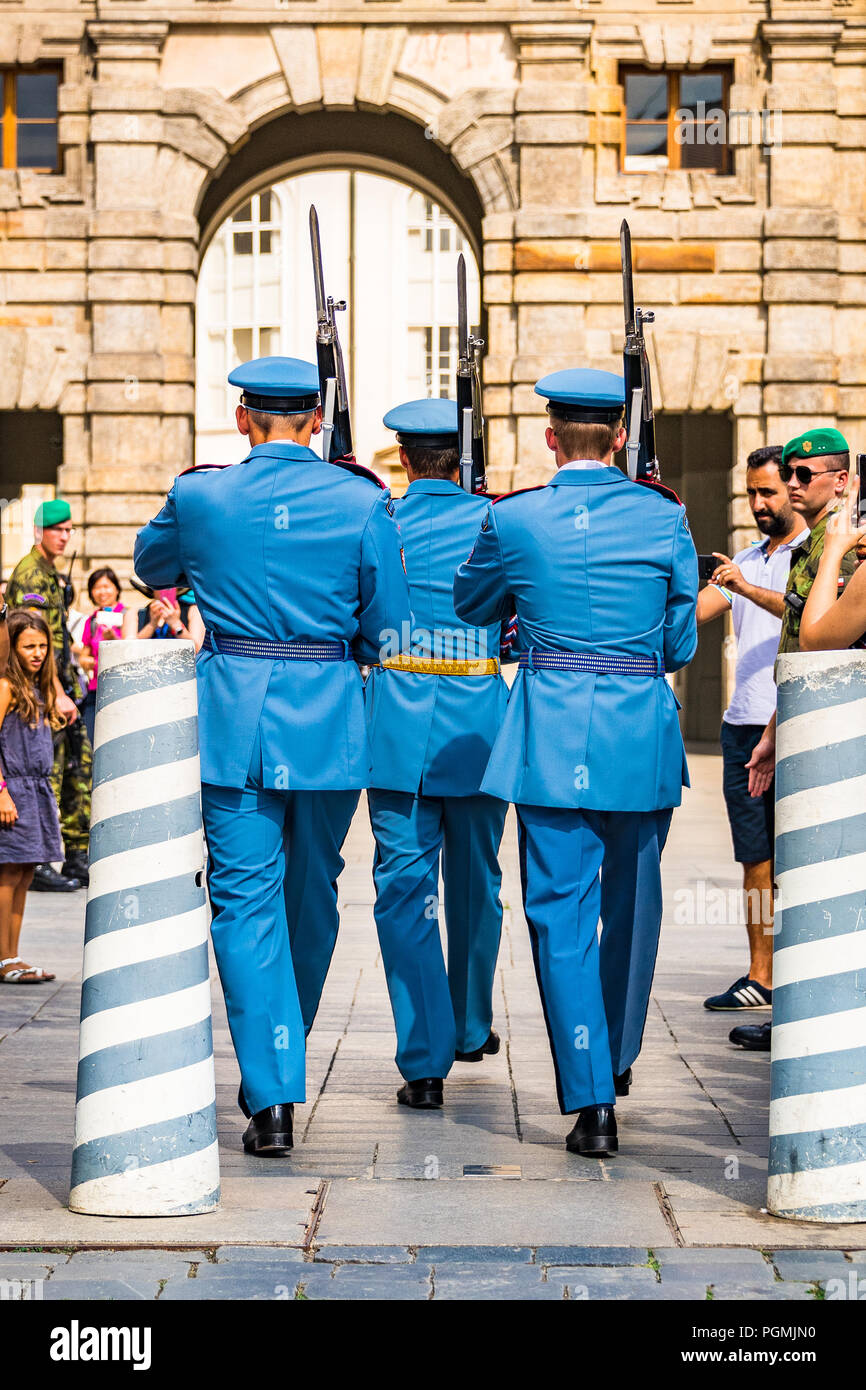 Prague castle changing of the guard ceremony, Czech Republic Stock Photo