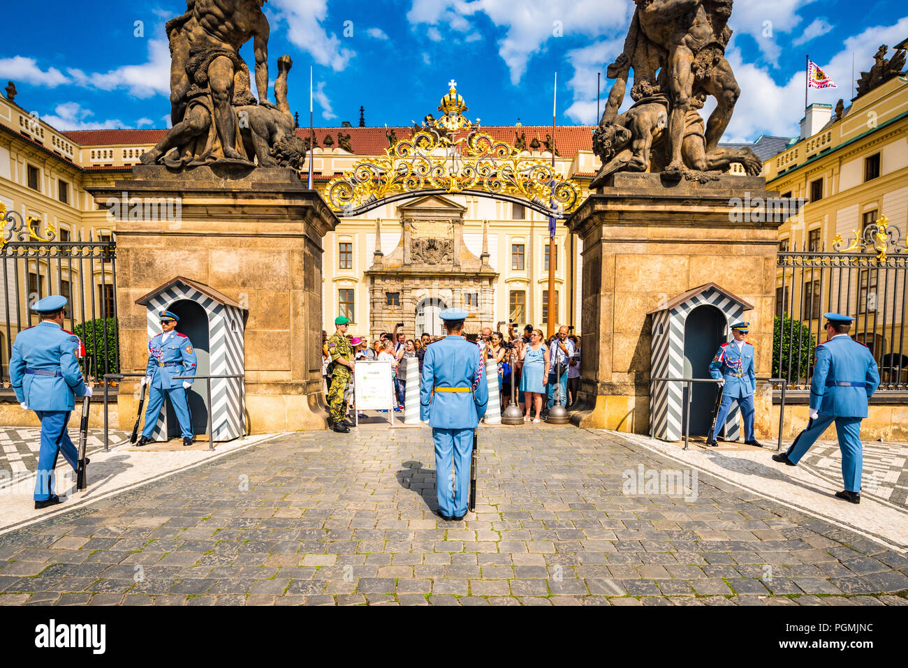 Prague castle changing of the guard ceremony, Czech Republic Stock Photo