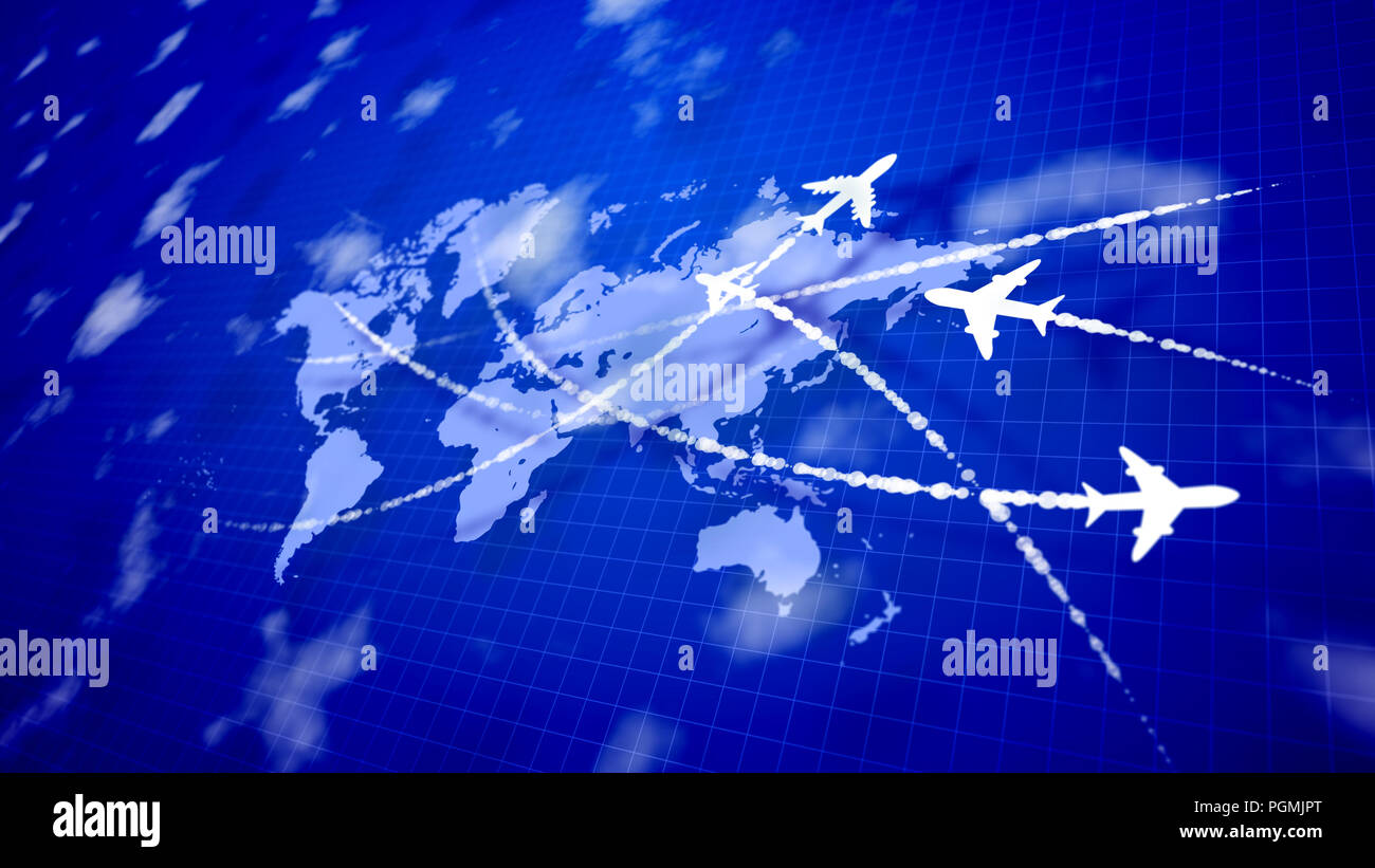 3d airplane routes world map hi-res stock photography and images - Alamy