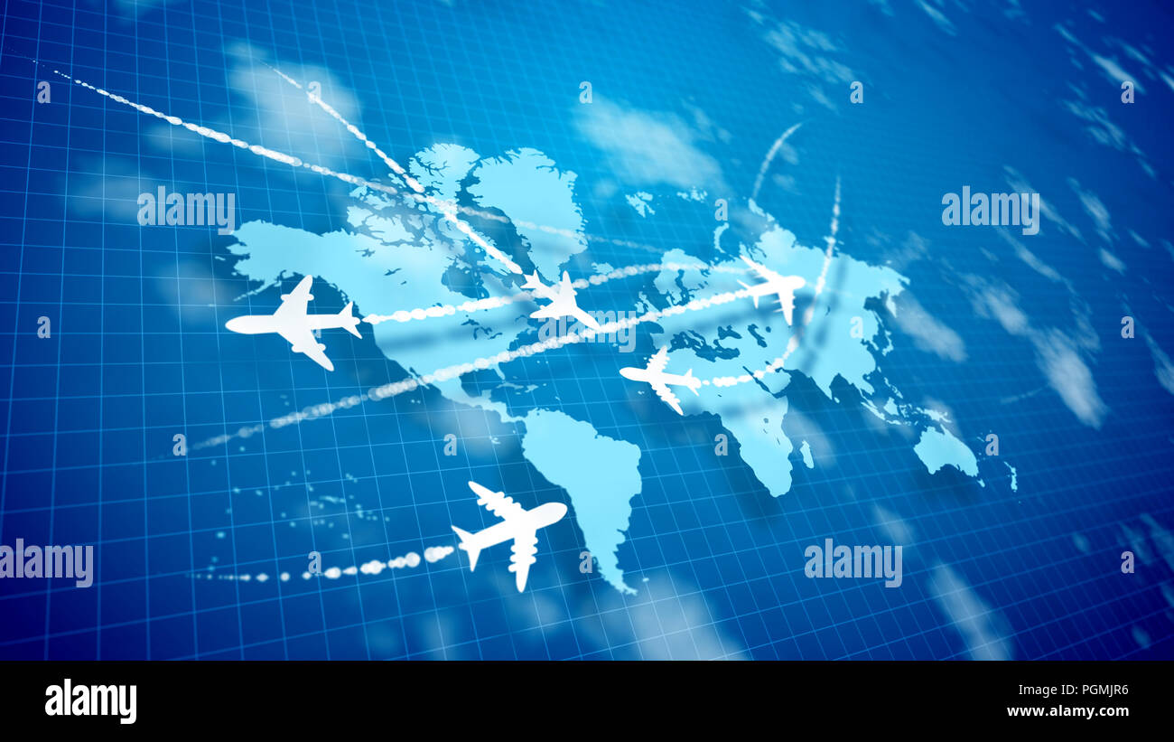3d airplane routes world map hi-res stock photography and images - Alamy