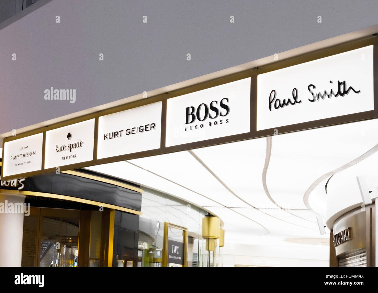 LONDON, UK - AUGUST 31, 2018: Hugo boss and Paul Smith logo on display in  luxury fashion store Stock Photo - Alamy