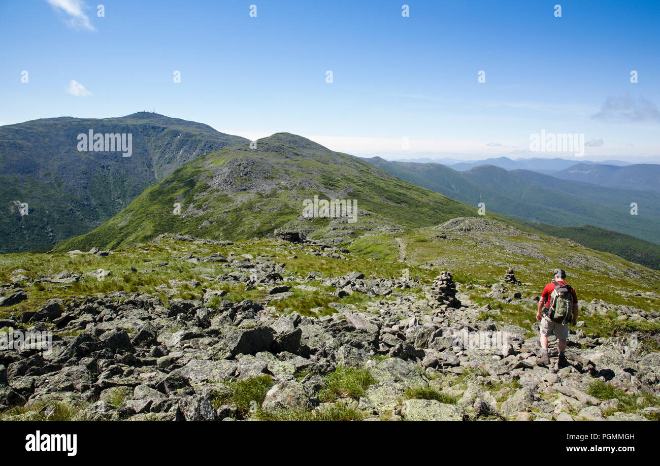 Mount Washington from Gulfside Trail in the White Mountains, New Hampshire USA  during the summer months. Stock Photo