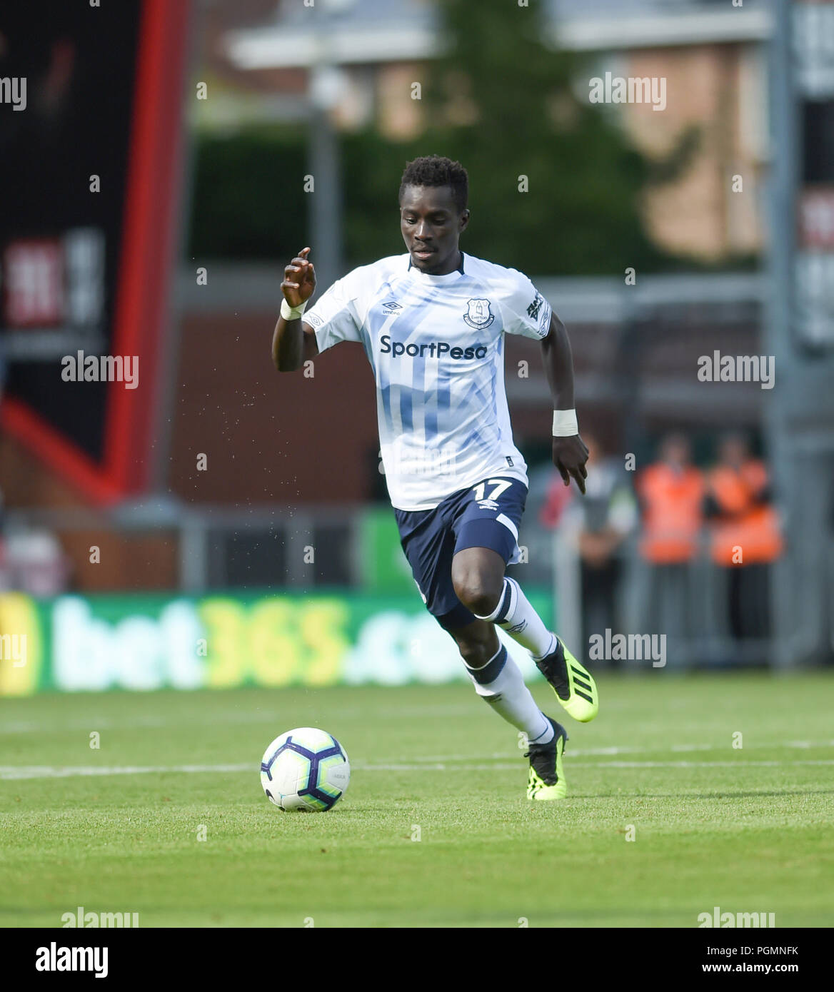 Idrissa Gana Gueye of Everton. during the Premier League match between AFC Bournemouth and Everton at the Vitality Stadium , Bournemouth , 25 Aug 2018 Editorial use only. No merchandising. For Football images FA and Premier League restrictions apply inc. no internet/mobile usage without FAPL license - for details contact Football Dataco Stock Photo