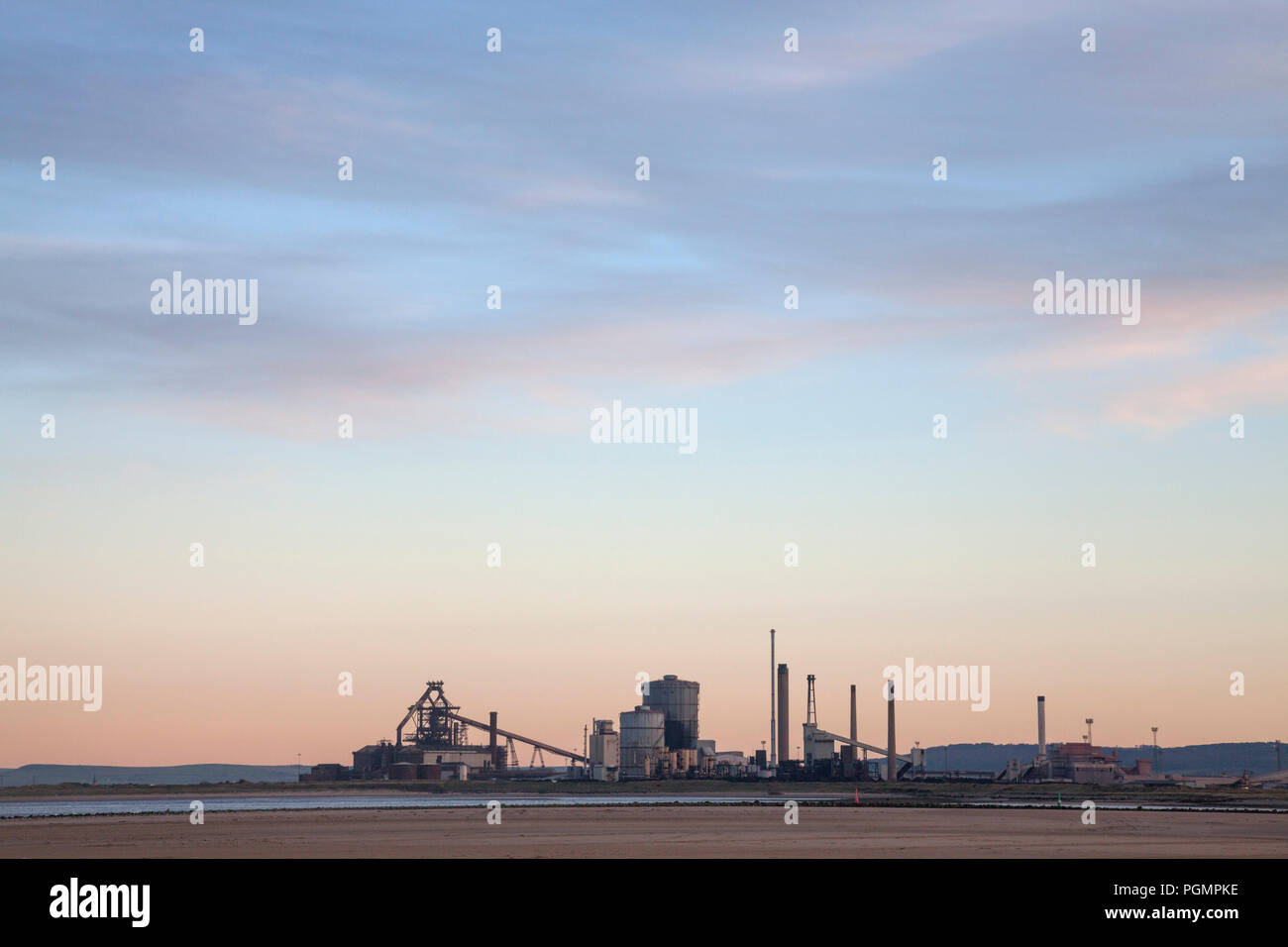 Redcar industry seen from the North Gare of the River Tees. Stock Photo