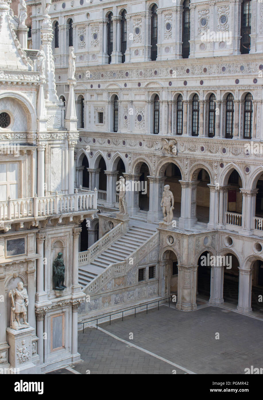 Windows, Stairs and Archways at the Doge's Palace, Venice Stock Photo