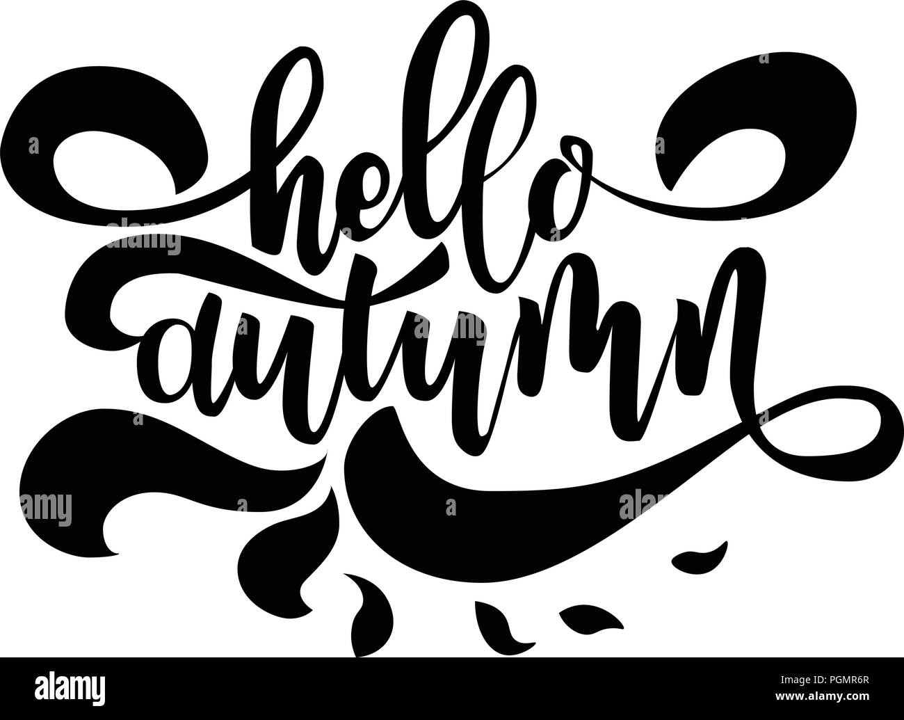 Hello autumn. Hand drawn calligraphy and brush pen lettering. design ...