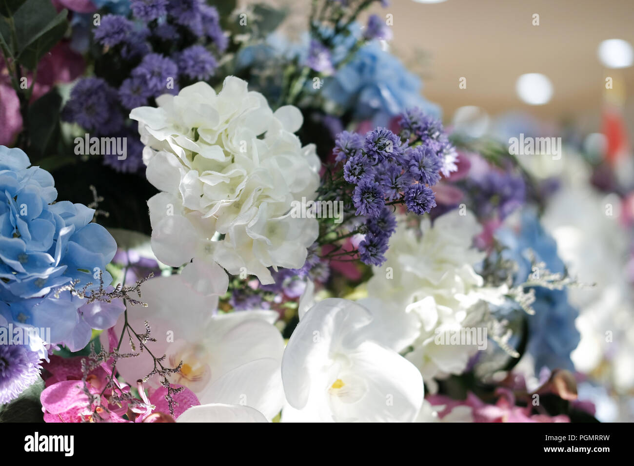 artificial blue & white hydrangea flower