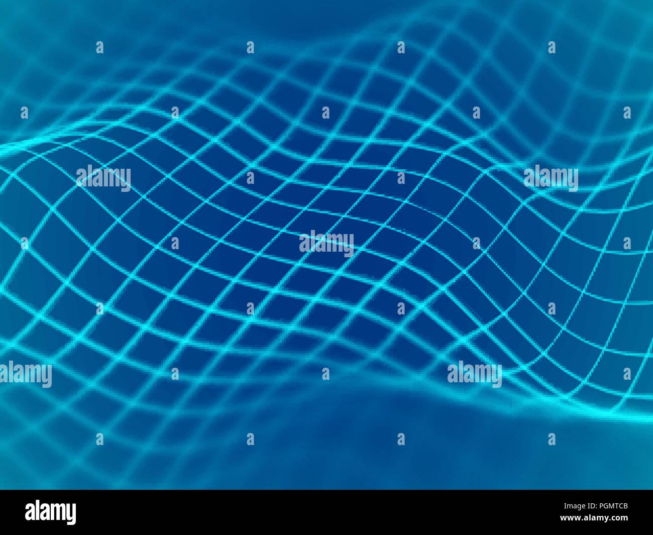 Virtual reality concept: abstract digital landscape grid in cyberspace. Stock Vector