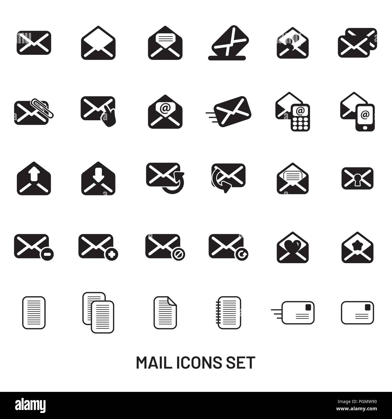 Simple mail icons set. Universal mail icon to use for web and mobile UI