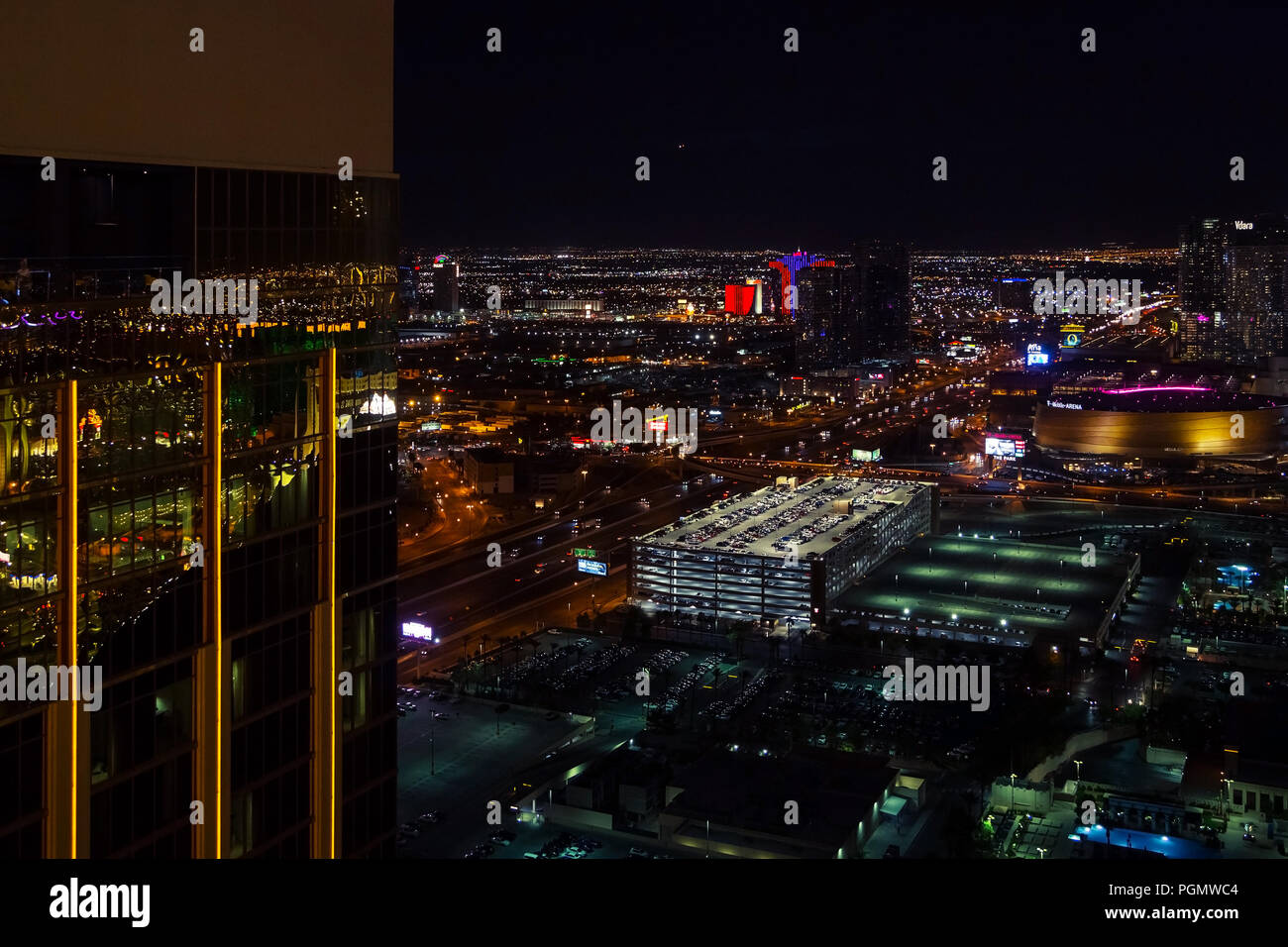 Panoramic aerial view of Las Vegas strip at night Stock Photo