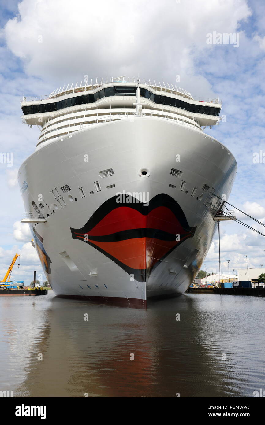 The New Cruise Ship Aidanova Is On The 26th Of August 2018 In Front Of The Hall Of The Meyer Shipyard In Papenburg Stock Photo Alamy
