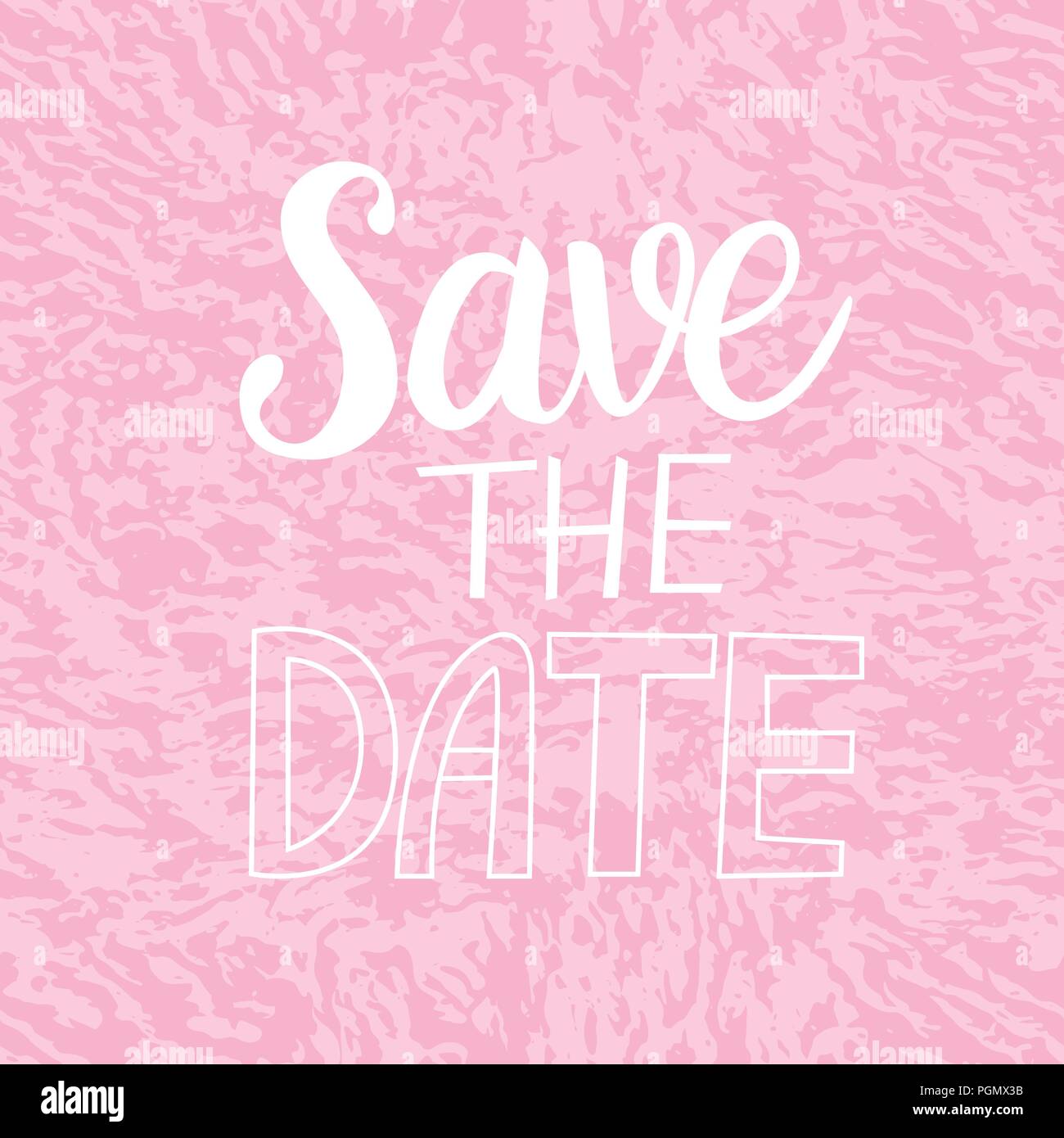Save THE DATE card. Vector inscription lettering calligraphy white