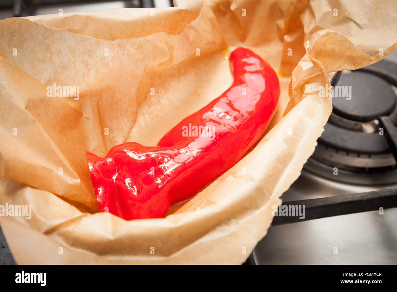 Long sweet red pepper or paprika Stock Photo