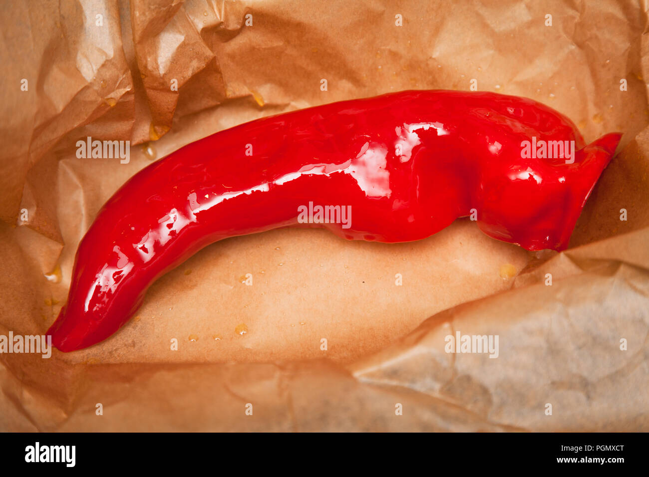Long sweet red pepper or paprika Stock Photo
