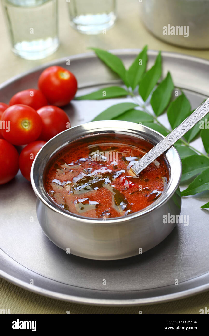 tomato rasam, kerala style tomato soup, south indian food Stock Photo